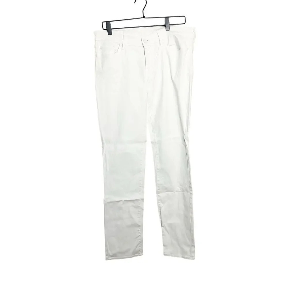 7 For All Mankind Straight Leg Jeans in Clean White Size 32 Denim Jean Revolve